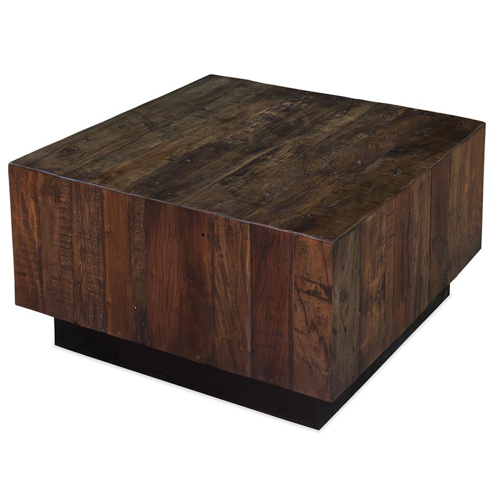 Rustic Lodge Square Ebony Walnut Coffee Table Kathy Kuo Home within sizing 1000 X 1000