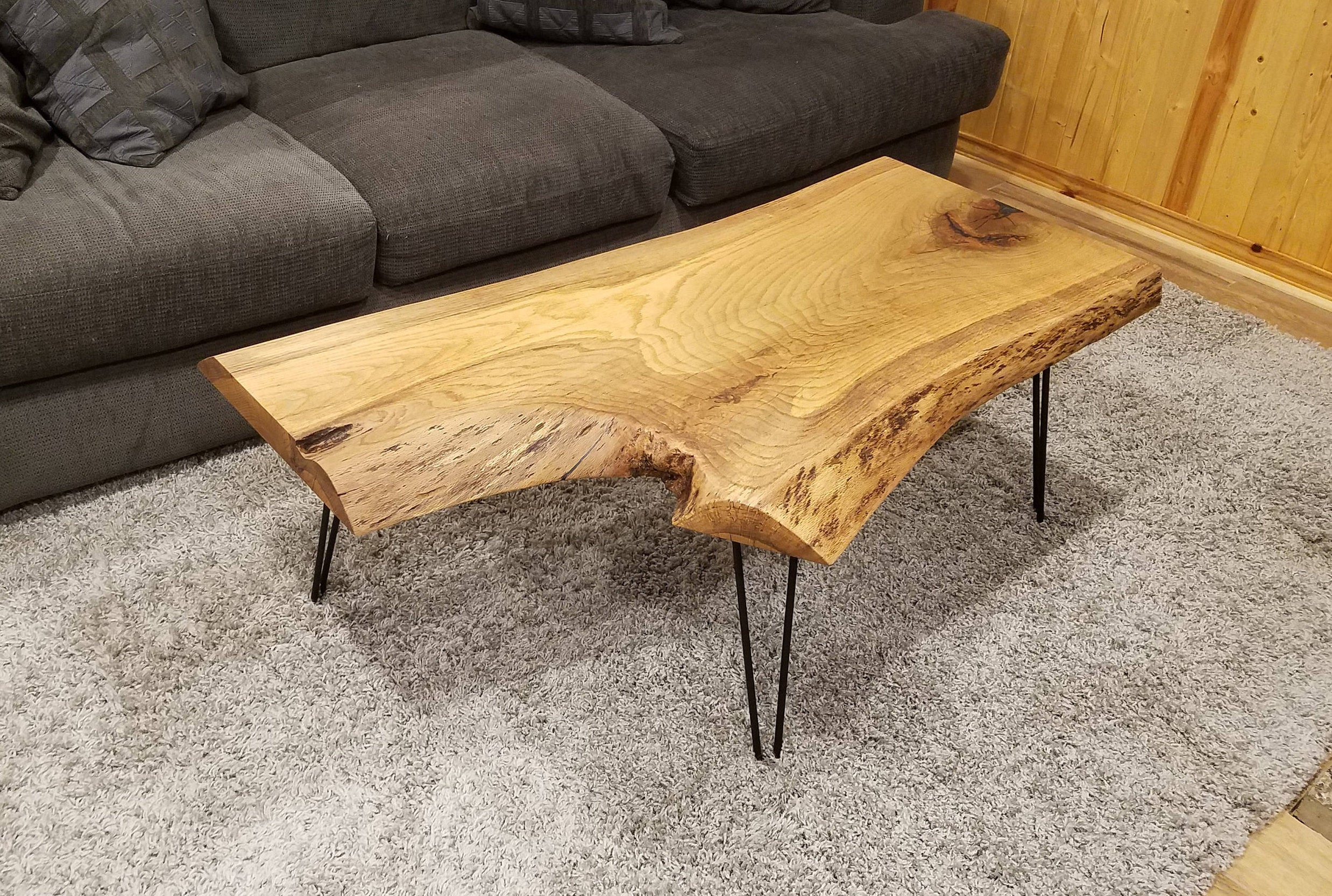 Rustic Modern Live Edge Oak Slab Coffee Table With Steel Etsy intended for proportions 2476 X 1666
