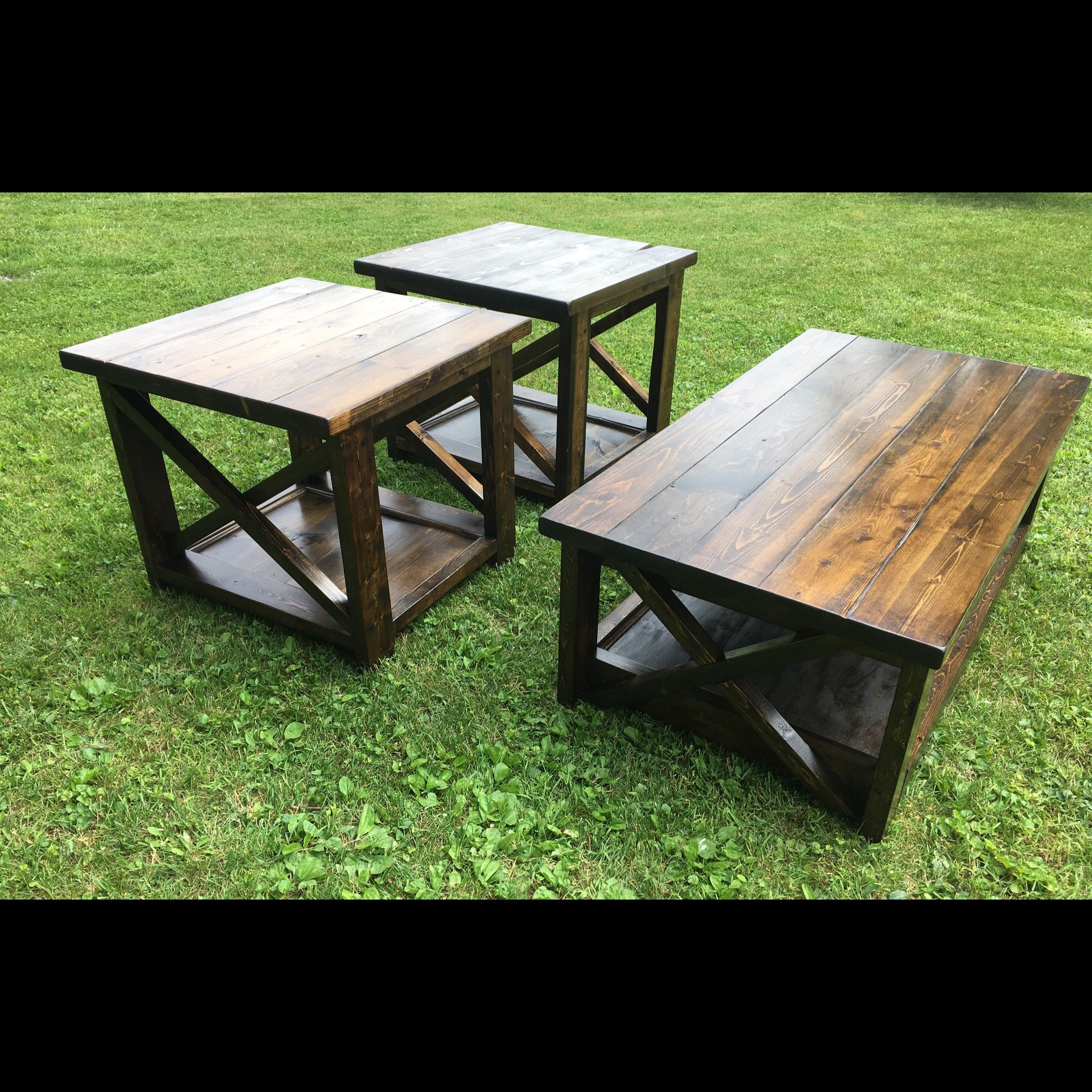 Rustic X Coffee Table With Matching End Tables My Backyard Diy in size 2400 X 2400