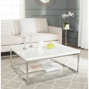 Safavieh Malone White Chrome Coffee Table 354 X 354 X 157 inside sizing 3000 X 3000