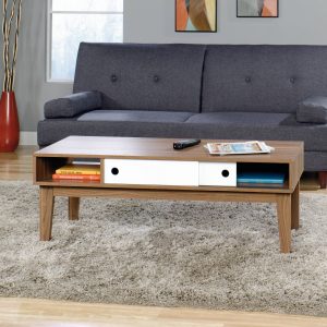 Sauder Soft Modern Coffee Table Walnut Finish With White Accent in sizing 2000 X 2000