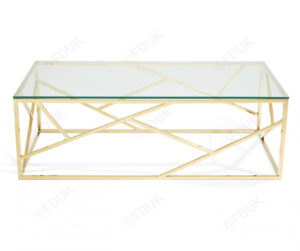 Serene Furnishings Phoenix Gold Frame With Clear Glass Top Coffee pertaining to size 1650 X 1380