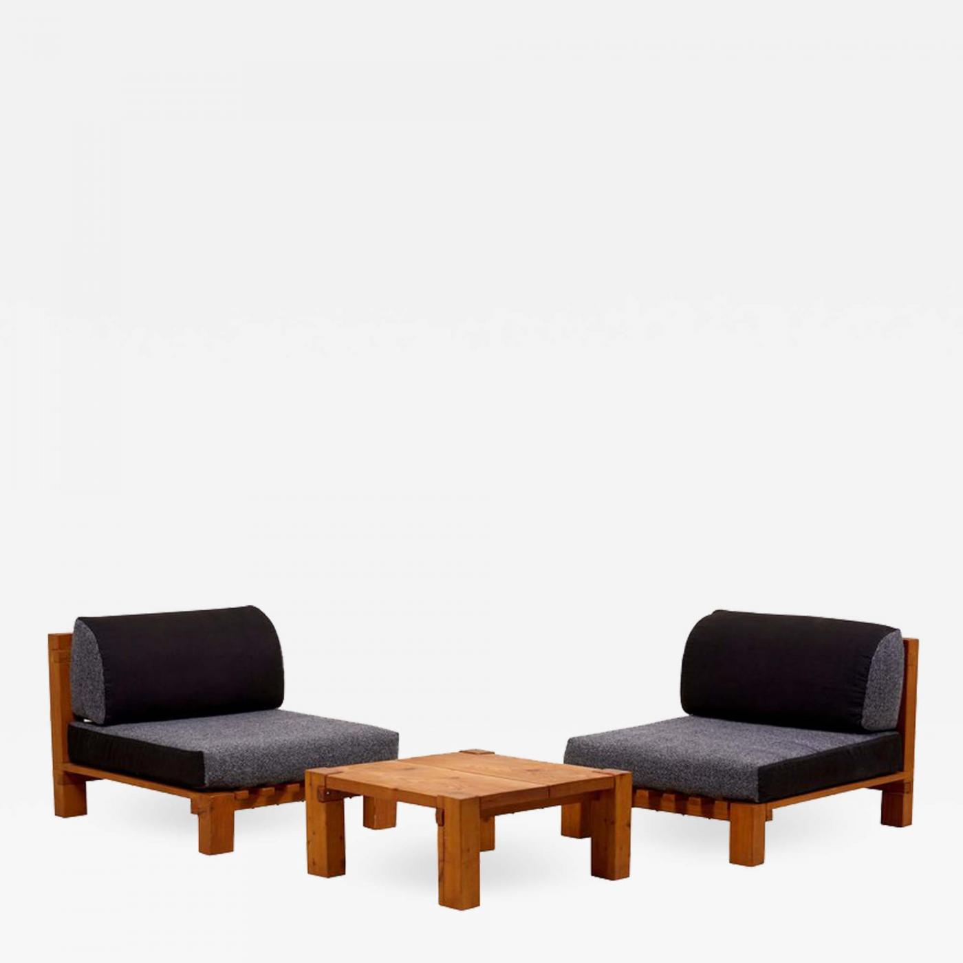 Set Of Two Lounge Chairs And Coffee Table Perriand Style France inside proportions 1400 X 1400