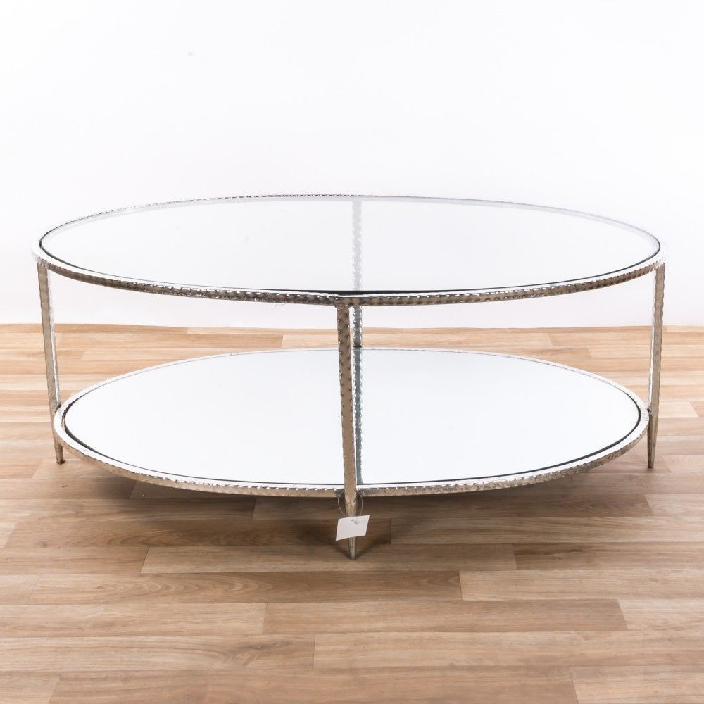 Silver Gilt Leaf Metal Oval Coffee Table Glass Top Gin Shu Cmt056 Sl throughout size 1000 X 1000