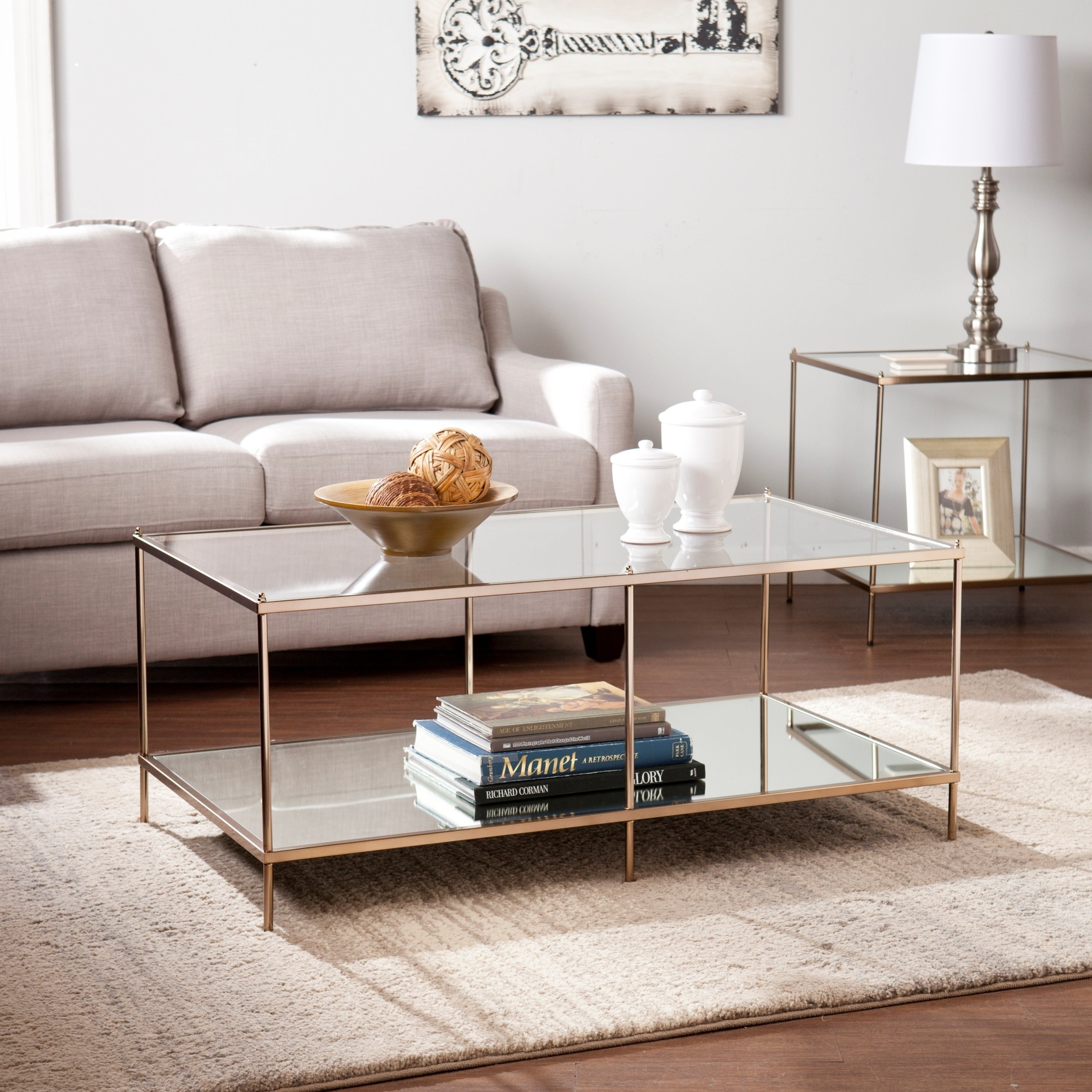 Silver Orchid Olivia Goldtone Glass Top Coffee Table with regard to size 3000 X 3000
