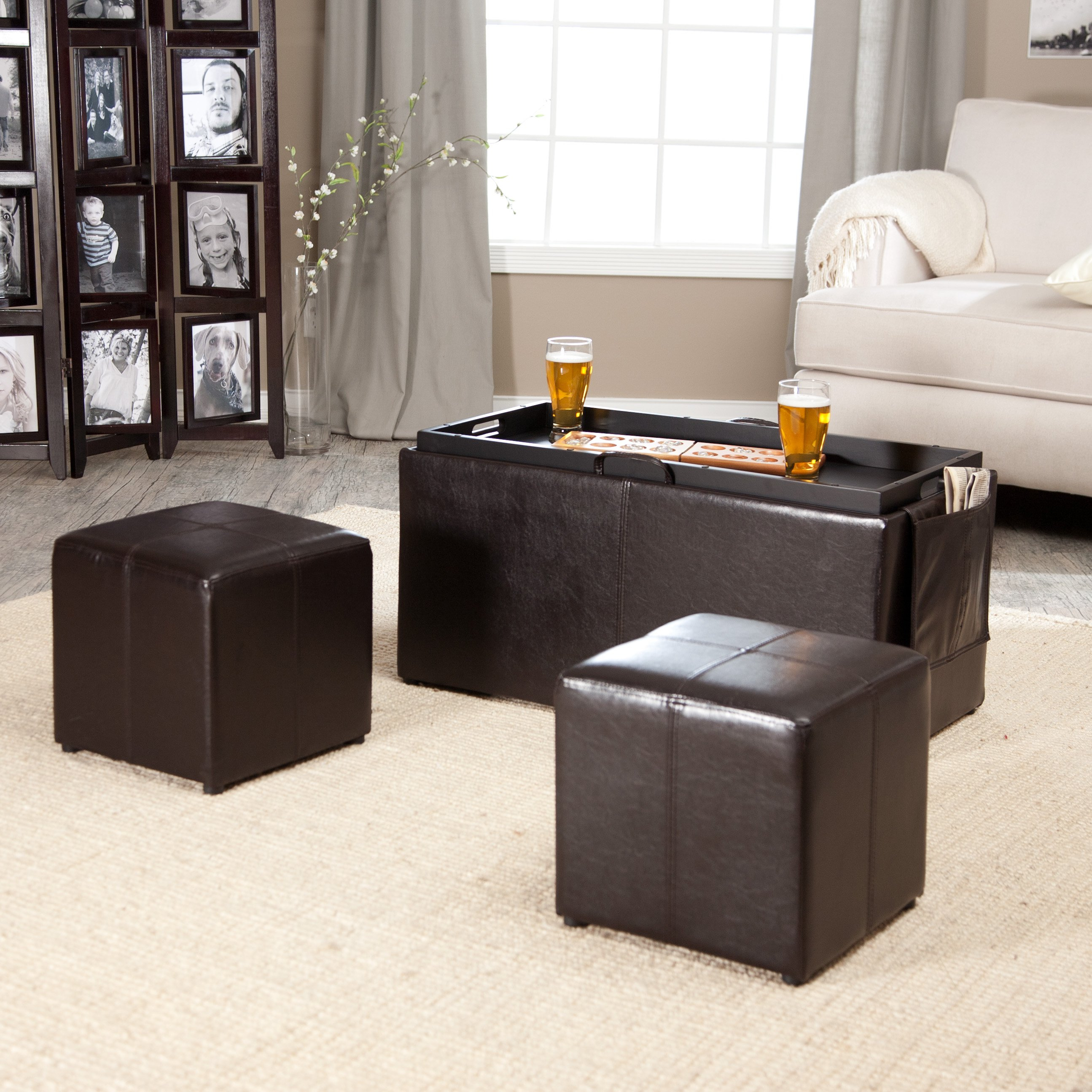 Simpli Home Avalon Coffee Table Storage Ottoman With 4 Serving Trays for proportions 2590 X 2590