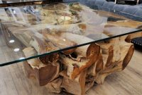 Small Square Teak Root Table Glass Top Reclamation Furniture in sizing 1526 X 755