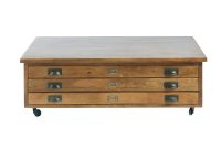 Solid Mango Wood 3 Drawer Wheeled Coffee Table Hipster Maisons Du throughout dimensions 1000 X 1000