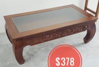 Solid Teak Opium Coffee Table With Glass Top Carved Drawer within sizing 1080 X 1080