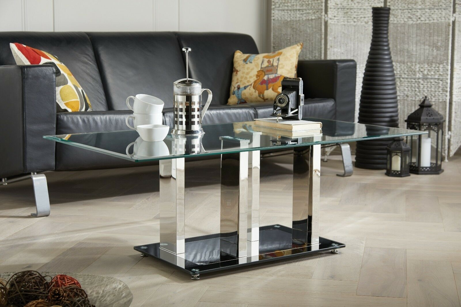 Sophia Modern Blacksilver Stainless Steel And Glass Stylish Coffee pertaining to dimensions 1600 X 1066