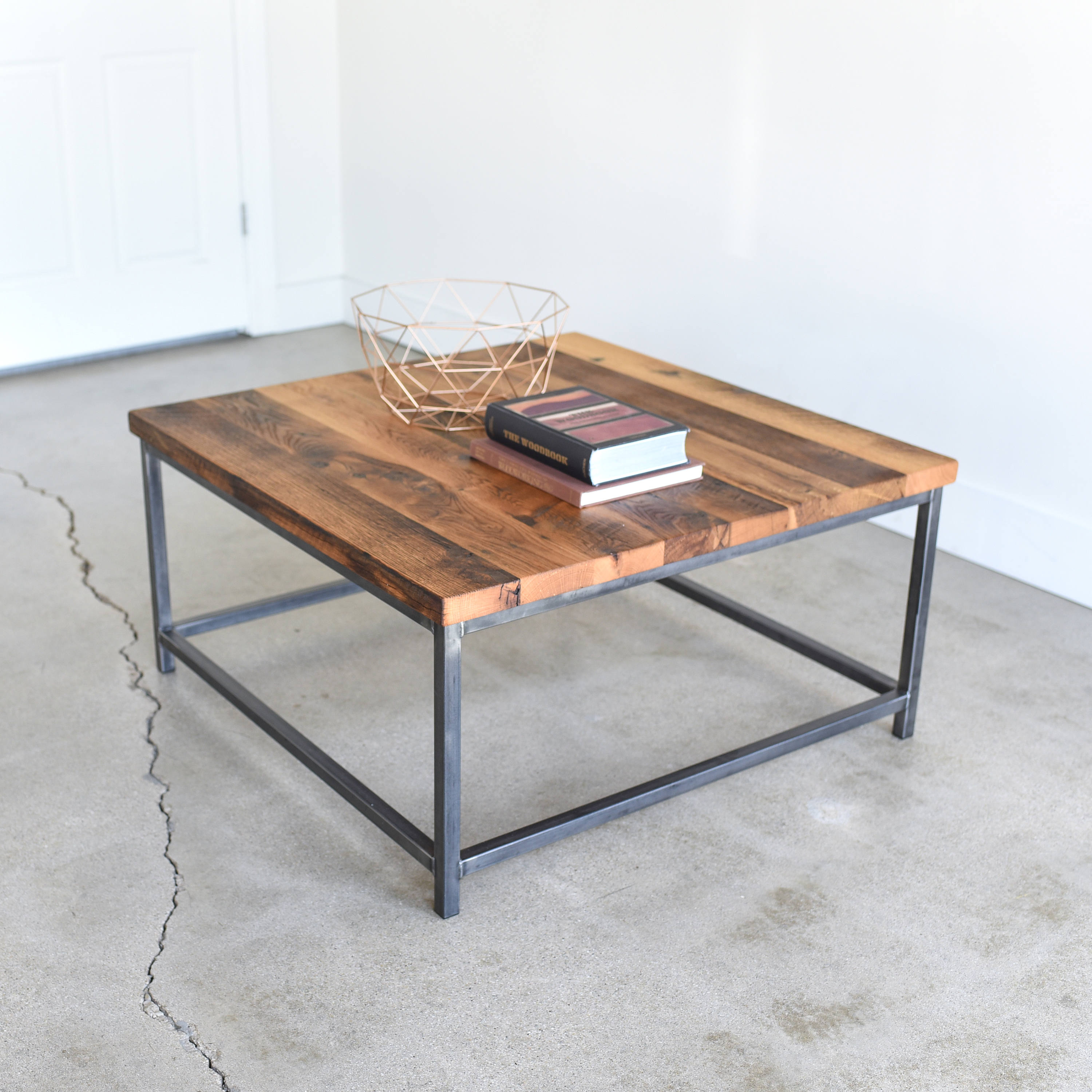 Square Coffee Table Rustic Reclaimed Wood And Steel Box Etsy pertaining to size 3000 X 3000