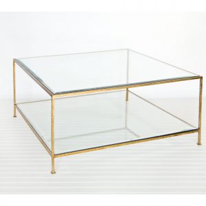 Square Coffee Table With Beveled Glass In Hammered Gold Leaf intended for measurements 2000 X 2000