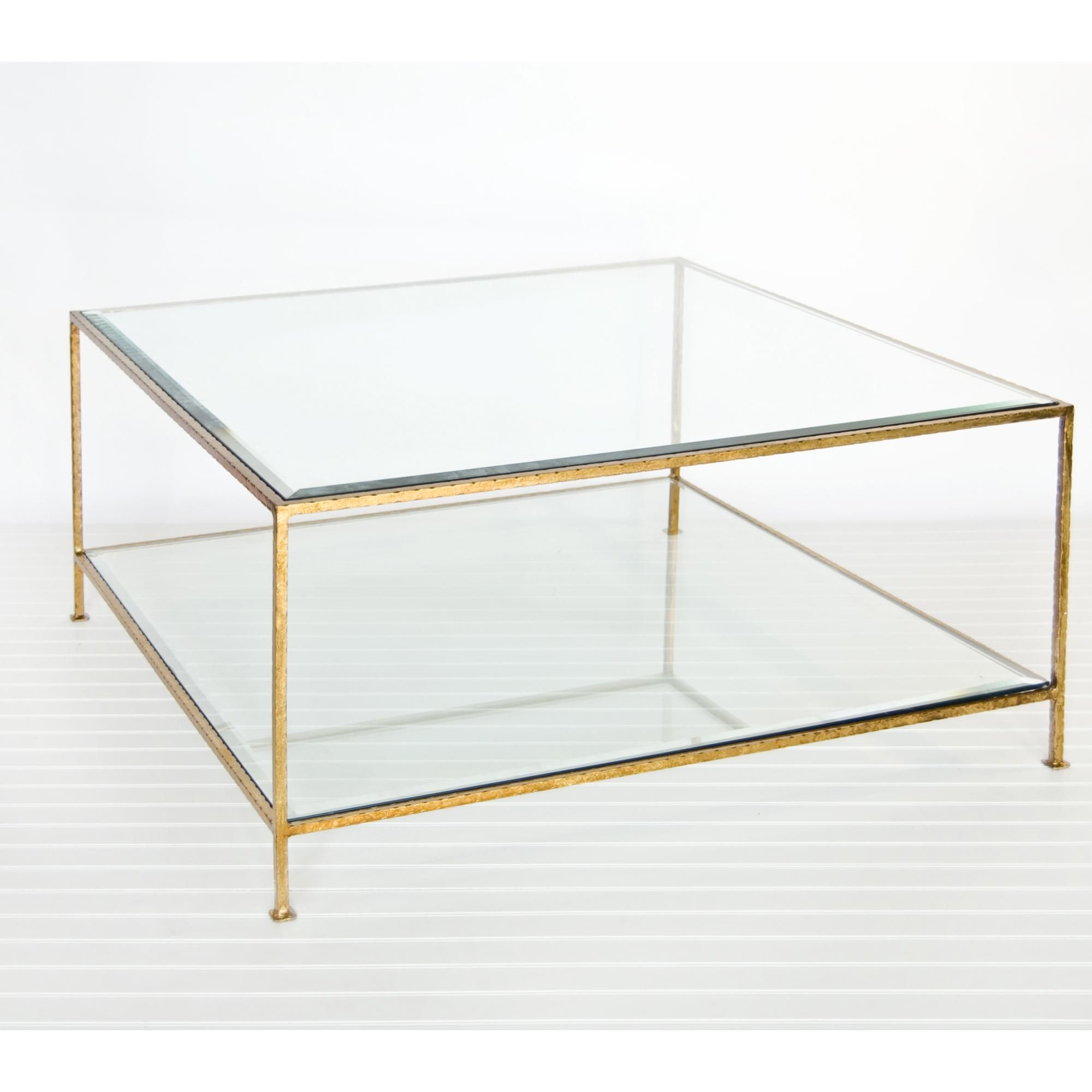 Square Coffee Table With Beveled Glass In Hammered Gold Leaf intended for measurements 2000 X 2000