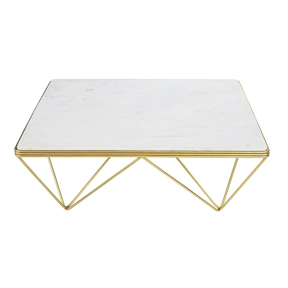 Square Marble And Gold Metal Coffee Table Gats Maisons Du Monde within measurements 1000 X 1000