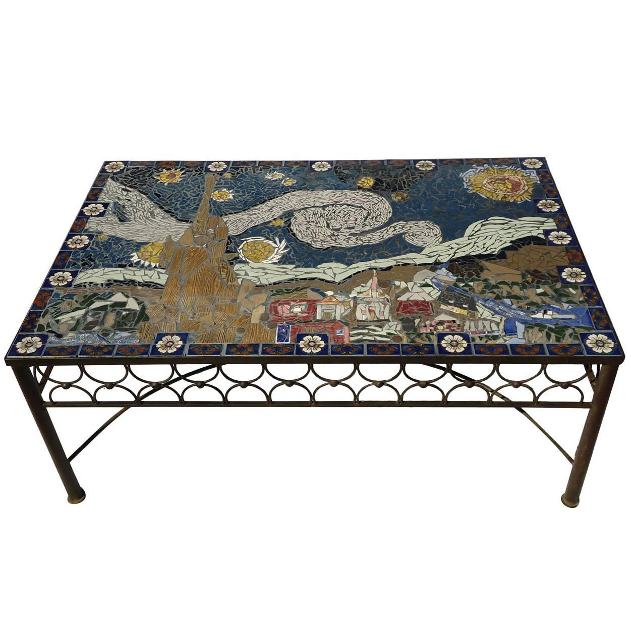 Studio Mid Century Mosaic Tile Coffee Table Van Gogh Style with dimensions 1251 X 1251