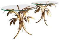 Stunning Hans Kgl Gold Palm Tree Side Tables Pair Hollywood Regency intended for sizing 2400 X 2400