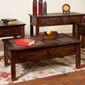 Sunny Designs Santa Fe Coffee Table With Slate Tiles And 2 Drawers pertaining to dimensions 2765 X 2765