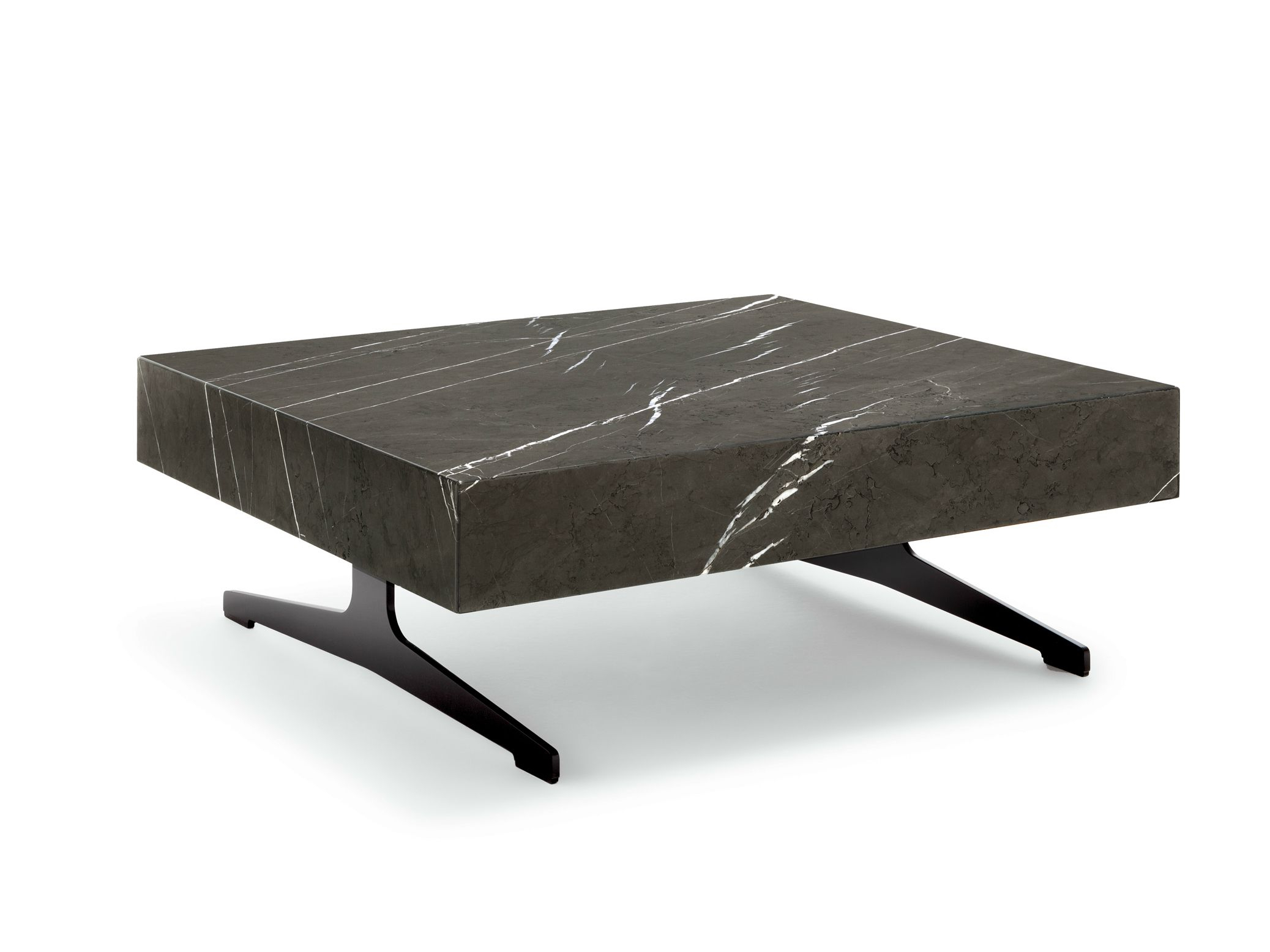 Thick Square Black Stone Top Coffee Table With Short Black Metal in size 2075 X 1556