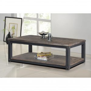 This Rustic Coffee Table Features A Metal Frame With A Weather Wash with size 3508 X 3508