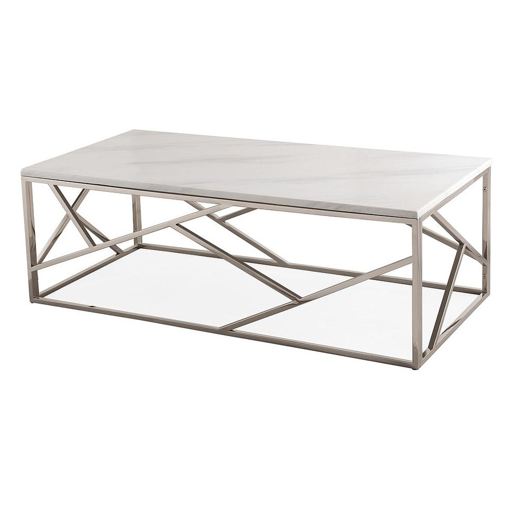 Tov Furniture Tov Oc3745 Gayle Coffee Table White Marble Top Gloss pertaining to dimensions 1000 X 1000