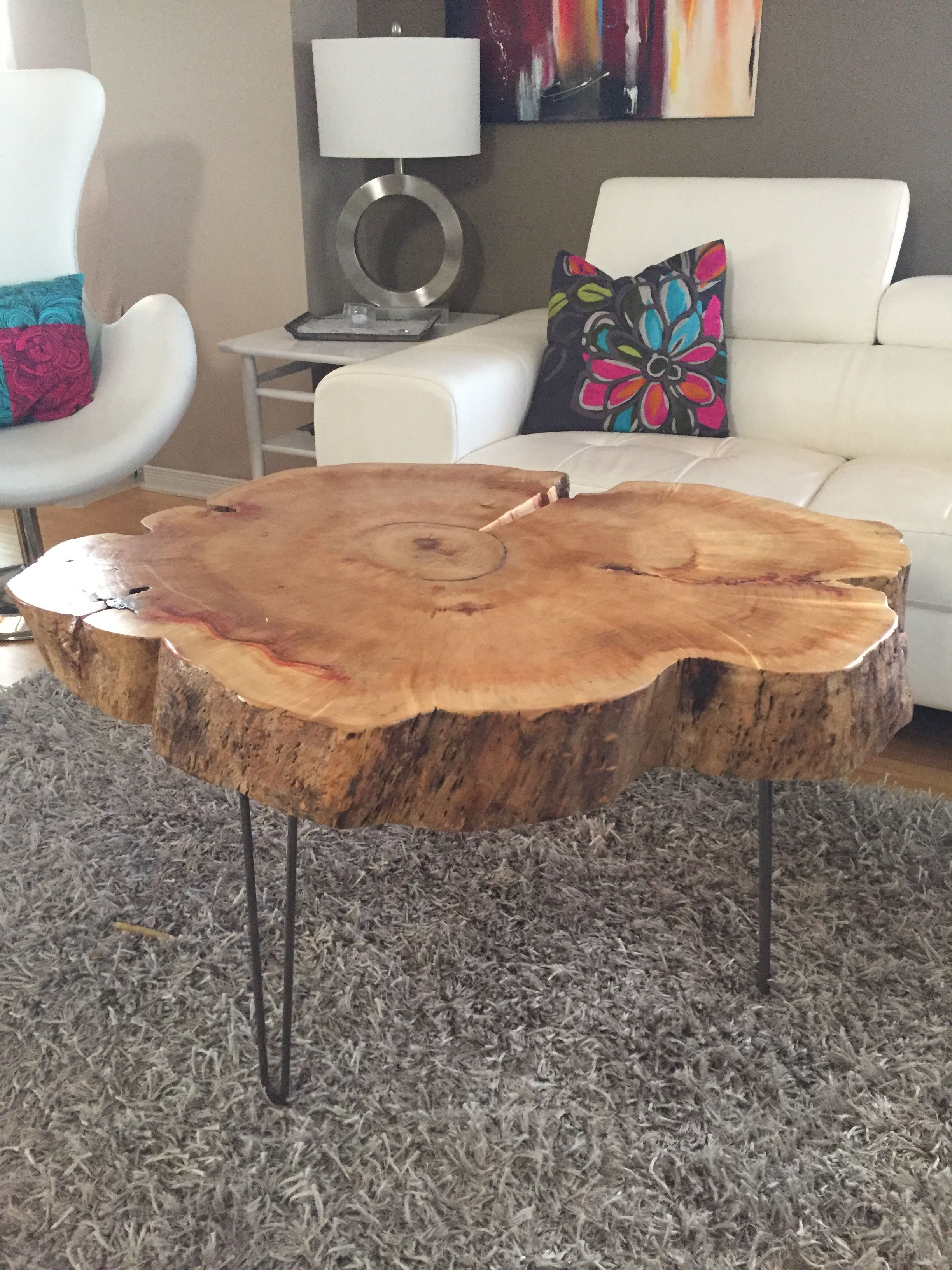 Tree Trunk Table With Metal Legs Wood Coffee Table With Hairpin inside size 2448 X 3264