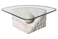 Triangular Marble And Travertine Coffee Table With Beveled Edge intended for size 1500 X 1500