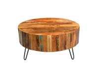 Tulsa Multi Colored Reclaimed Wood Round Coffee Table With Hairpin inside size 1000 X 1000