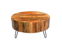 Tulsa Multi Colored Reclaimed Wood Round Coffee Table With Hairpin regarding measurements 1000 X 1000