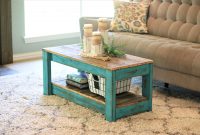Turquoise Combo Coffee Table With Shelf intended for measurements 2048 X 1365