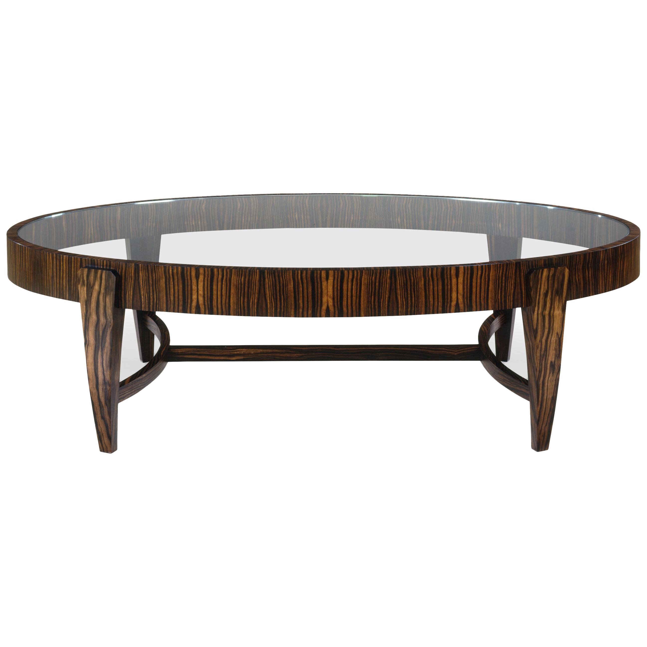 Tusk Oval Coffee Table Contemporary Handmade Macassar Ebony And within proportions 2595 X 2595
