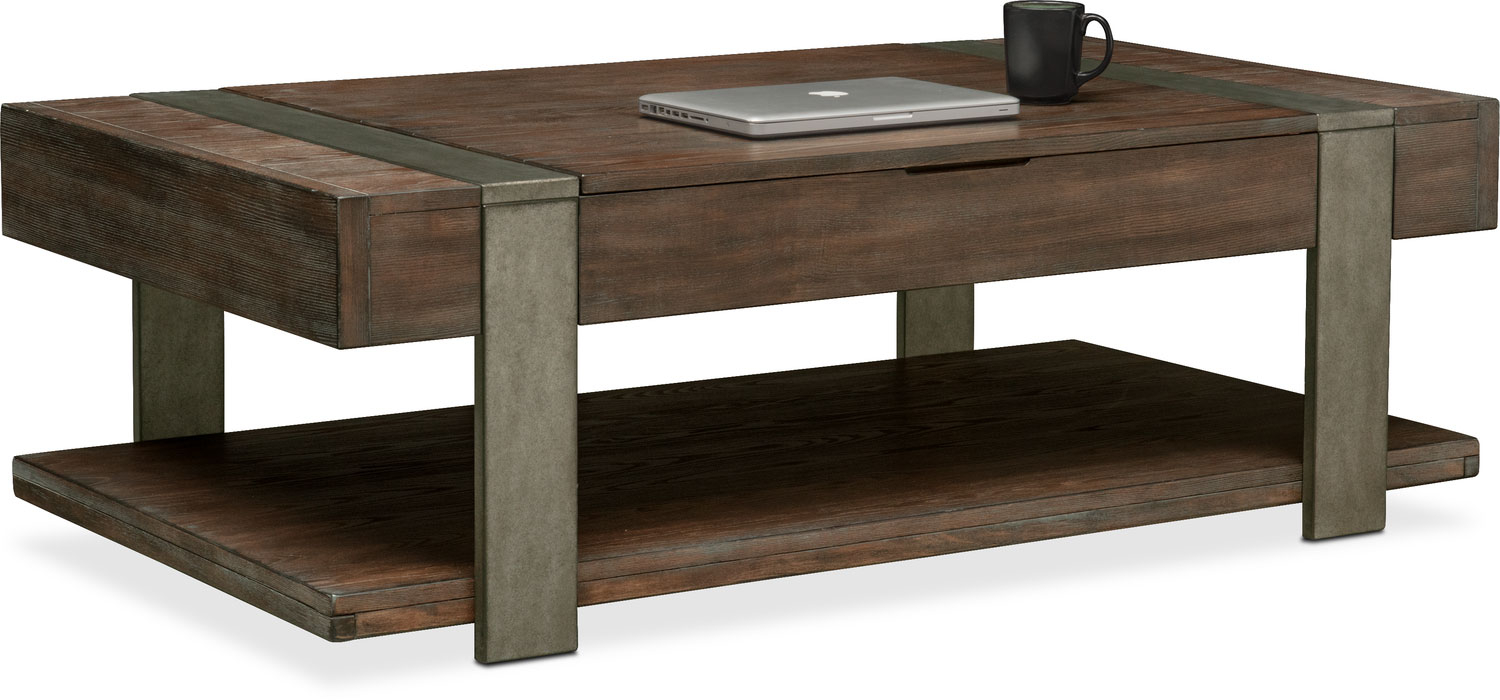 Union City Lift Top Coffee Table Bark Value City Furniture And with dimensions 1500 X 700