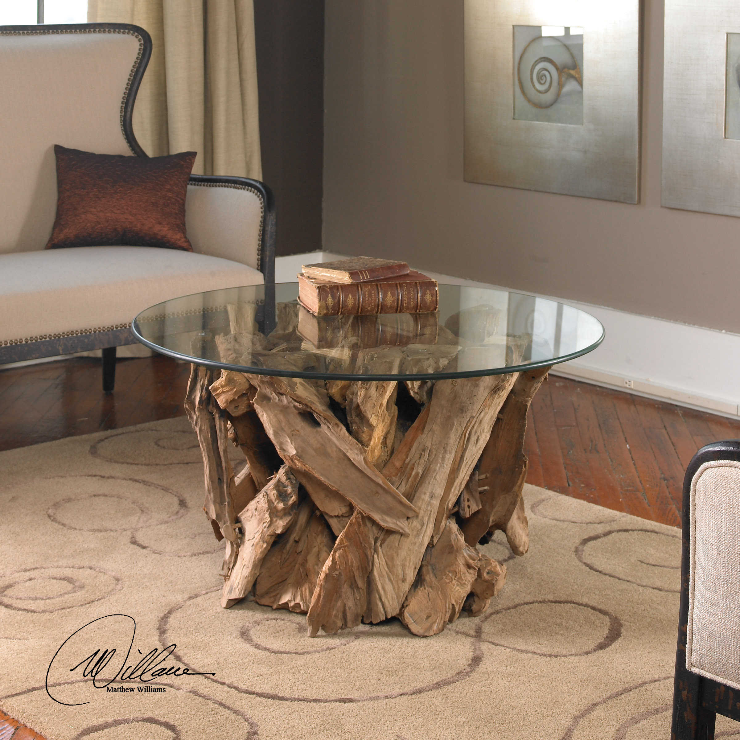 Uttermost Driftwood Glass Top Cocktail Table with dimensions 2400 X 2400