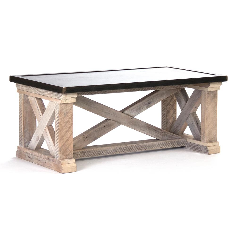 Valerya Zinc Top Chunky Rustic Solid Wood Coffee Table Kathy Kuo Home with regard to measurements 1000 X 1021