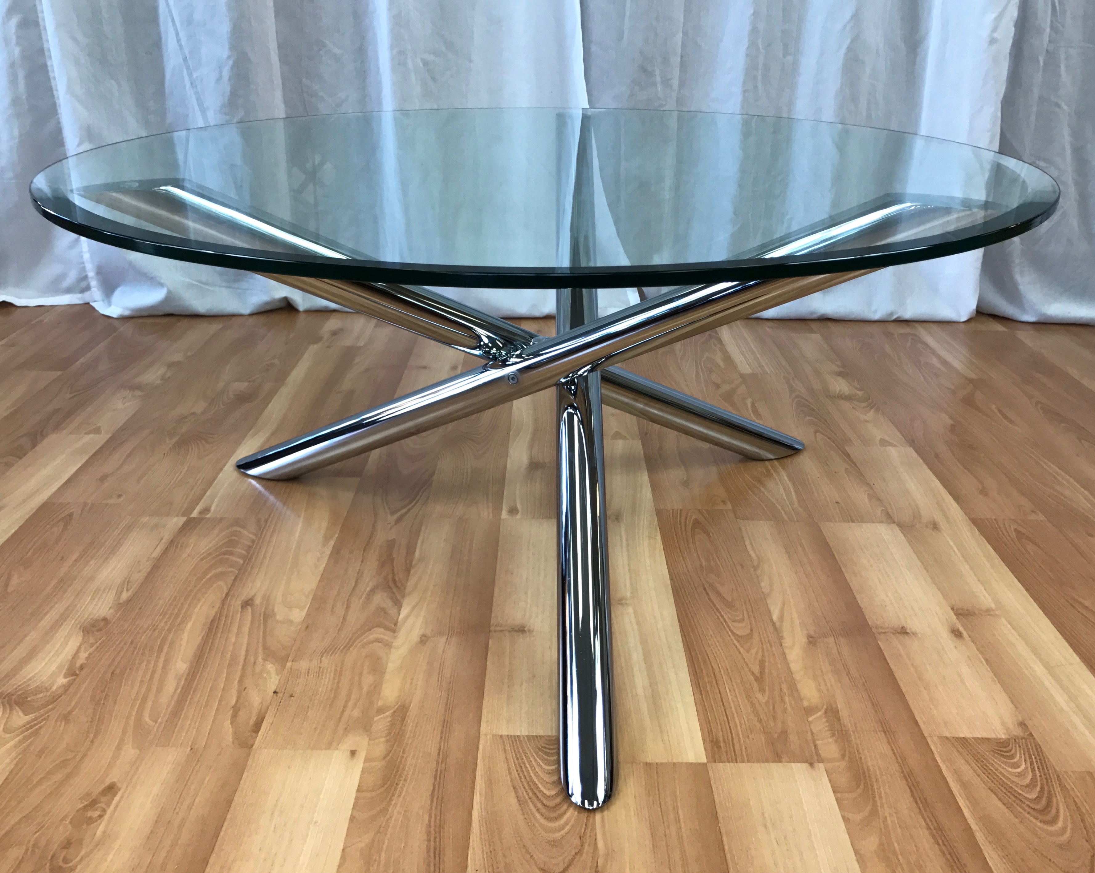 Vintage Chrome Star Base Round Glass Coffee Table Past Perfect with regard to measurements 3554 X 2835
