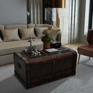 Vintage Large Wooden Coffee Table Treasure Chest Brown Coffee Table throughout proportions 1024 X 1024