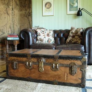 Vintage Steamer Trunk Coffee Table Storage Trunk Rustic Industrial pertaining to proportions 1000 X 1000