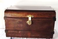 Vintage Upcycled Toleware Steamer Metal Trunk Coffee Table Leather intended for measurements 1427 X 1427