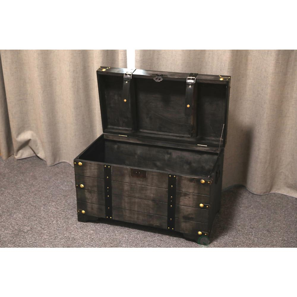 Vintiquewise Distressed Black Large Wooden Storage Trunk Coffee with regard to size 1000 X 1000
