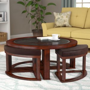 Wayfair Dar Home Co Eastin Coffee Table With Nested Stools within dimensions 2000 X 2000