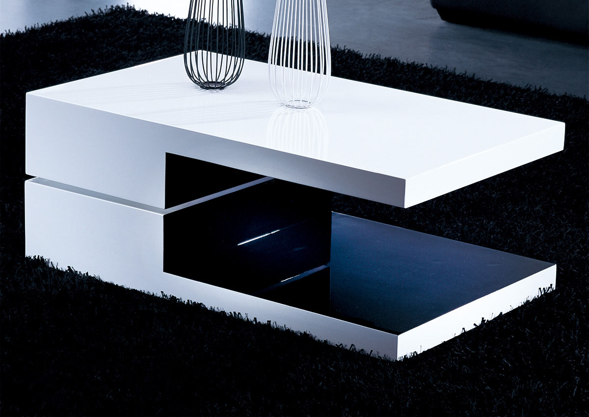 White And Black Rectangular High Gloss Contemporary Coffee Table within measurements 1200 X 850