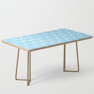 White And Light Blue Honeycomb Pattern Coffee Table with proportions 1500 X 1500