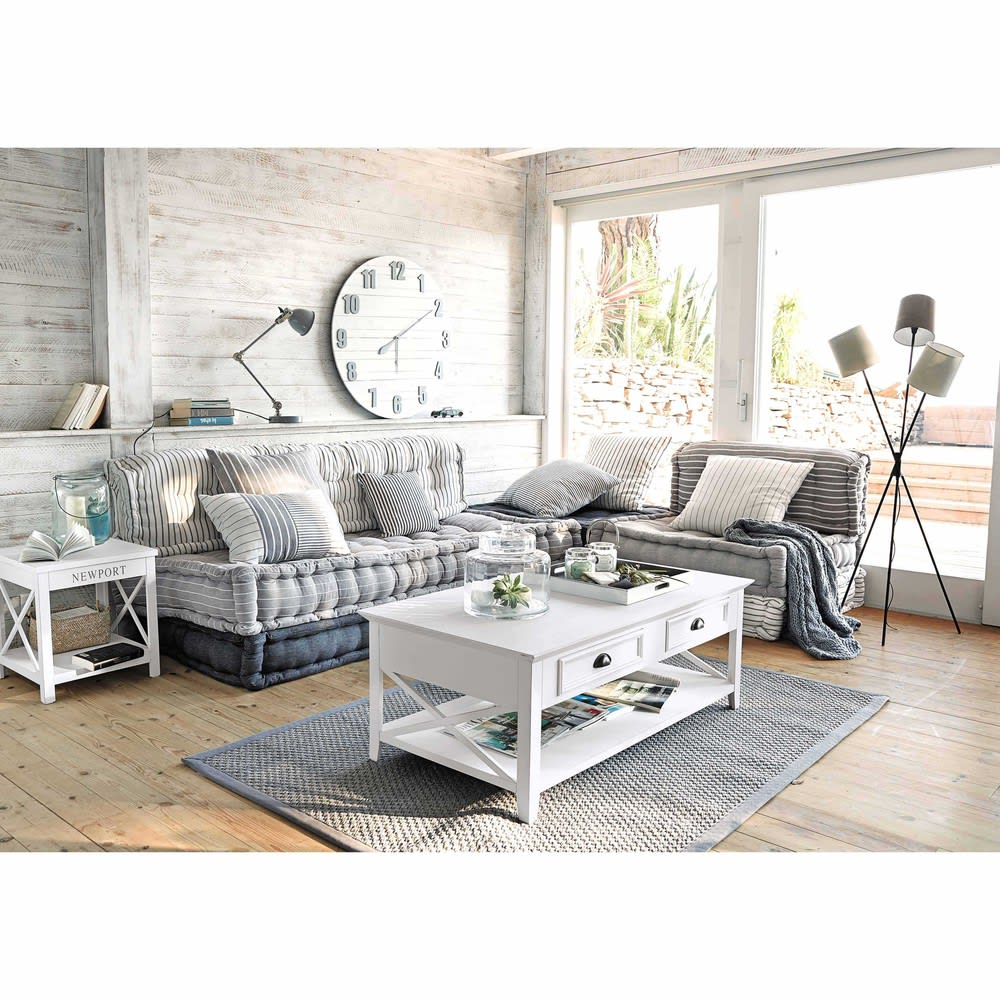 Wooden Coffee Table White W 120cm Newport Maisons Du Monde in sizing 1000 X 1000