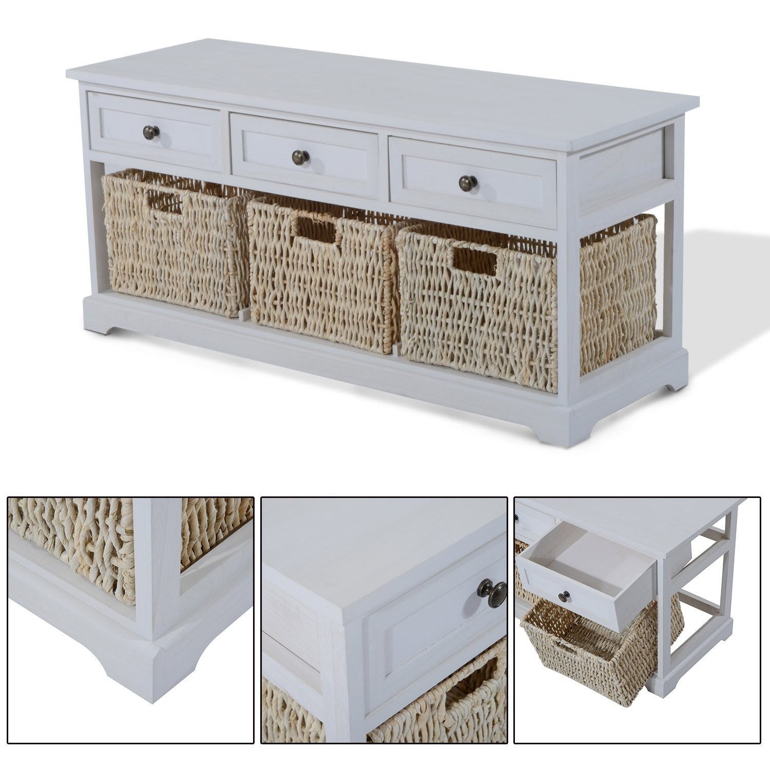 Wooden Coffee Table With Seagrass Wicker Storage Baskets Ideal intended for dimensions 1500 X 1500