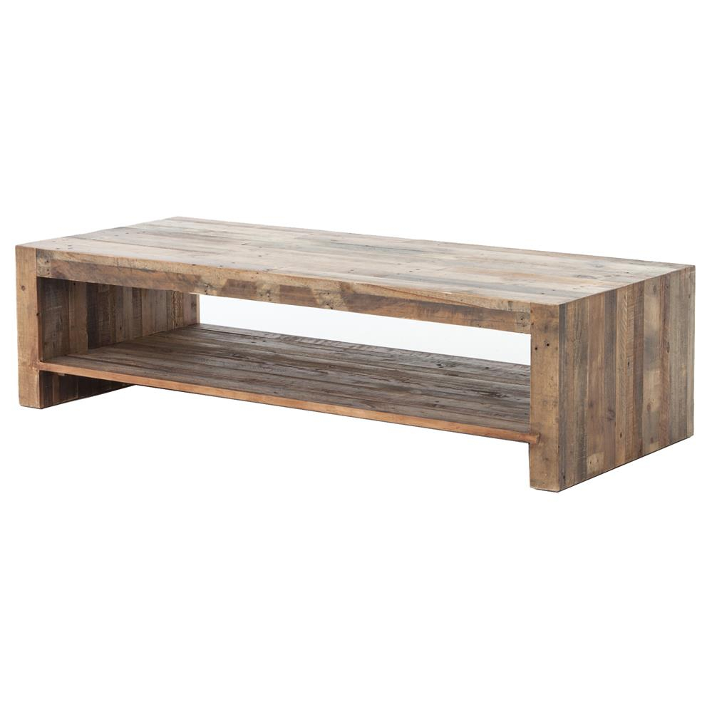 Wynn Modern Rustic Lodge Chunky Reclaimed Wood Rectangle Coffee Table throughout measurements 999 X 999