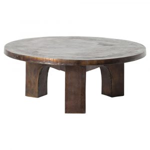 Ziah Industrial Loft Antique Rust Round Coffee Table Kathy Kuo Home for measurements 1000 X 1000