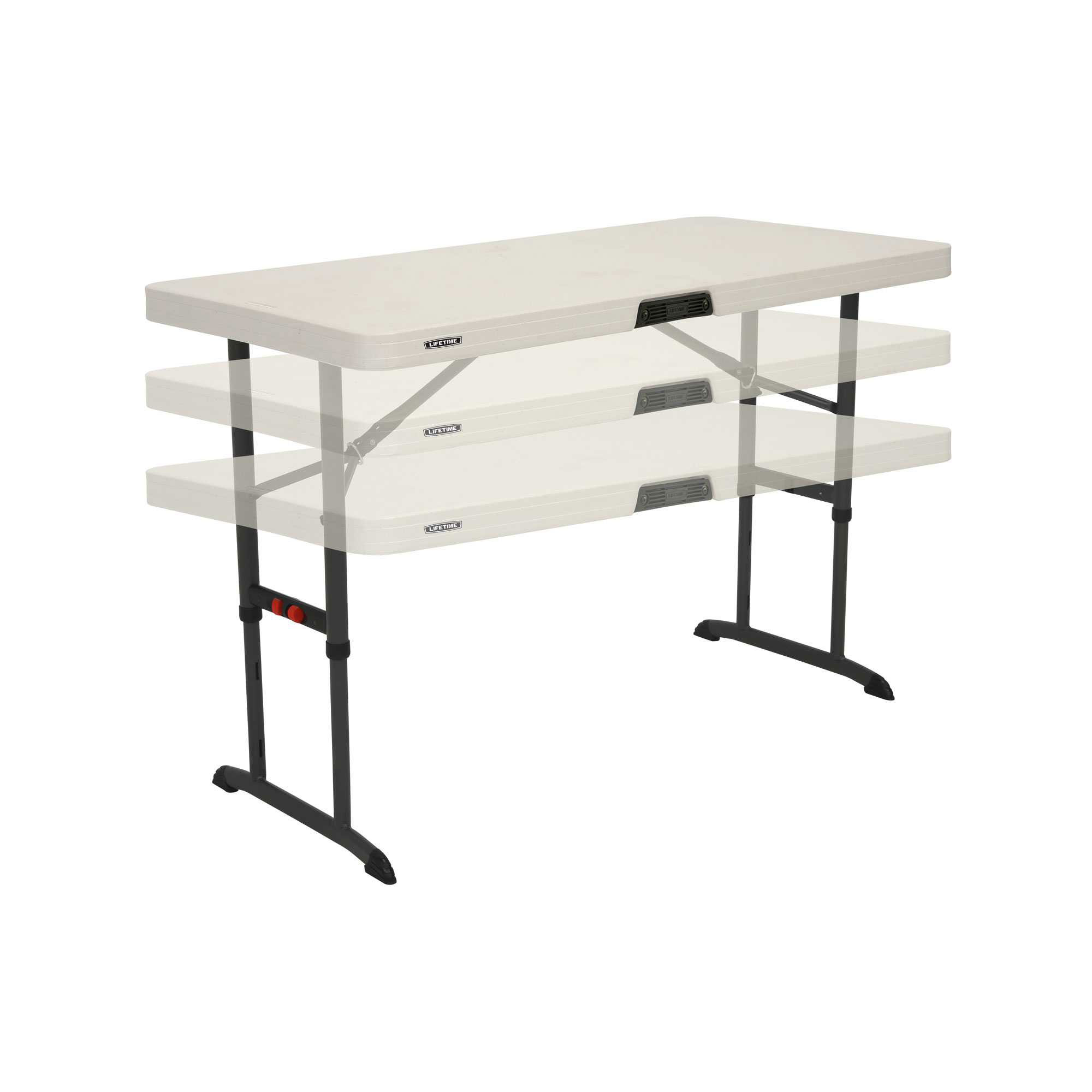 4 Foot Commercial Adjustable Folding Table Almond Lifetime 80387 80370 Within Measurements 2000 X 2000 
