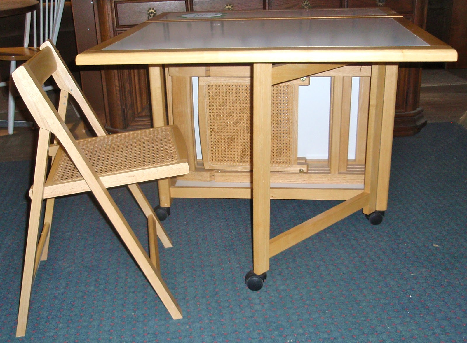 Folding Table With Chairs Stored Inside • Display Cabinet