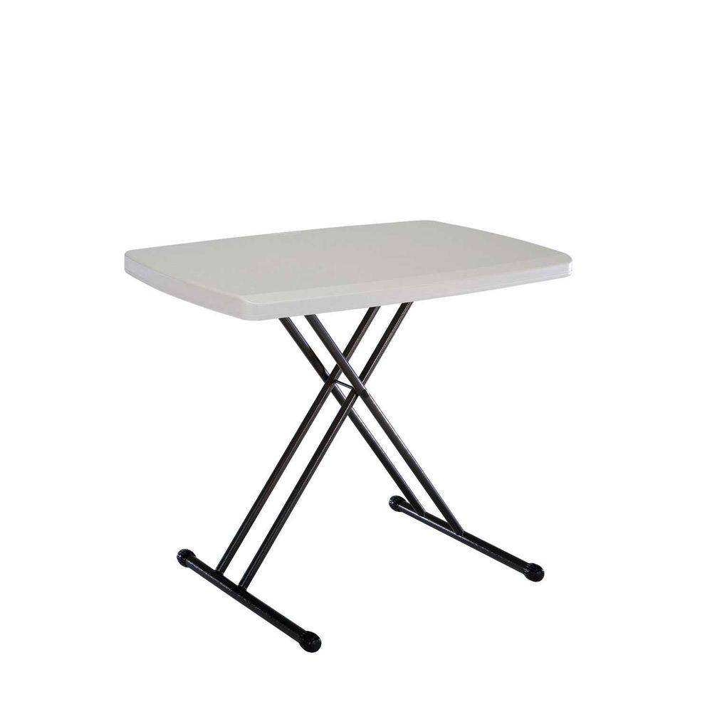 Lifetime 30 In Almond Plastic Adjustable Height Folding Personal Table for sizing 1000 X 1000