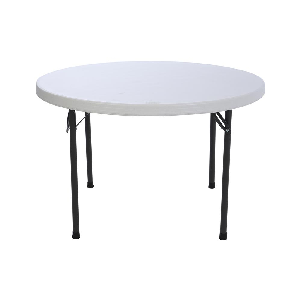 Lifetime 46 In White Granite Plastic Round Foldable Folding Card Table for measurements 1000 X 1000