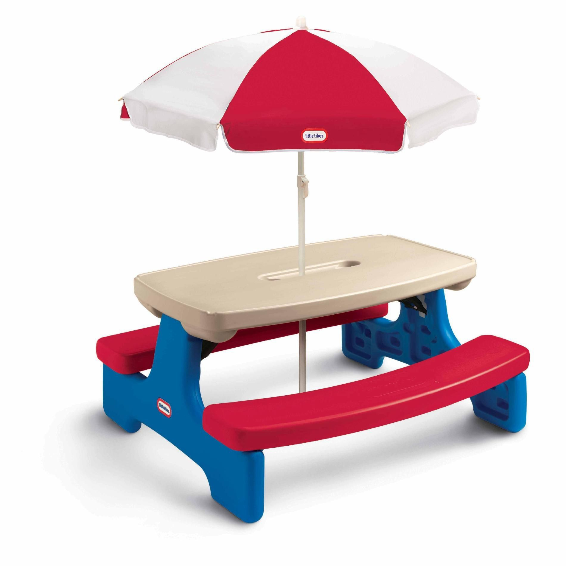 little tikes red table and blue chairs